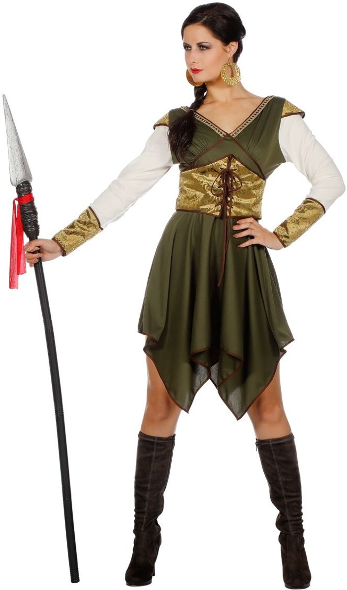 Middeleeuwen & Renaissance Kostuum | Zegevierende Middeleeuwse Amazone Strijdster Gwen | Vrouw | Maat 46 | Carnaval kostuum | Verkleedkleding